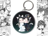 Круглый Брелок Хаски и его Учитель Белый Кот BR-58-003142