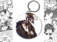 Круглый Брелок Хаски и его Учитель Белый Кот BR-58-003144