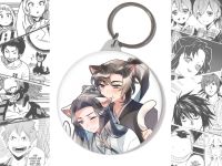 Круглый Брелок Хаски и его Учитель Белый Кот BR-58-003151