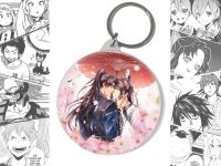 Брелок Хаскі та його Вчитель Білий Кіт BR-58-003156 Круглий