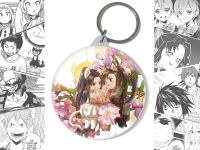 Круглый Брелок Хаски и его Учитель Белый Кот BR-58-003159