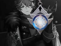 Брелок Око бога Чайлд (Тарталья) Сніжна  Genshin Impact, що світиться, двосторонній