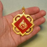 Брелок Око бога Піро Лі Юе Геншин Імпакт Genshin Impact, що світиться, двосторонній