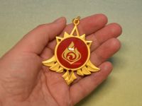 Брелок Око бога ПІРО Мондштадт Імпакт Genshin Impact, що світиться, двосторонній