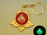 Брелок Око бога ПІРО Мондштадт Імпакт Genshin Impact, що світиться, двосторонній