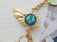 Брелок Око бога Венті Геншин Імпакт Genshin Impact, БРФ-0014-57 (двосторонній кабошон) фігурний , металевий