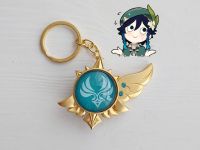 Брелок Око бога Анемо Венті Геншин Імпакт Genshin Impact, БРФ-0014-81 (двосторонній кабошон) фігурний , металевий