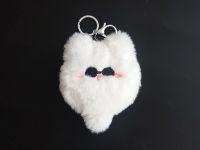 Сувенір хутряна Іграшка-брелок Кіт Годжо білий 13 см 
