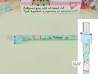 Ручка масляная Pusheen мятная с фигуркой Пушин в рожке YES 412079