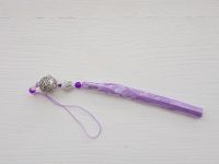 Підвіска, прикраса Дзвіночок спокою №001 срібний з бузковою китицею