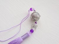 Підвіска, прикраса Дзвіночок спокою №001 срібний з бузковою китицею