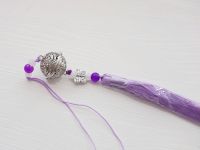 Підвіска, прикраса Дзвіночок спокою №001 срібний з бузковою китицею