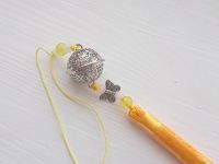 Підвіска, прикраса Дзвіночок спокою №002 срібний з жовтою китицею