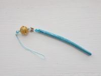 Подвеска, украшение Колокольчик спокойствия №004 серебряный с бирюзовой кисточкой