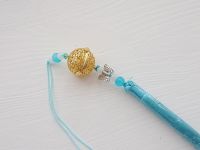 Подвеска, украшение Колокольчик спокойствия №004 серебряный с бирюзовой кисточкой