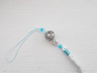 Подвеска, украшение Колокольчик спокойствия №005 серебряный с Бело-Бирюзовой кисточкой