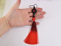 Підвіска, прикраса Чорно-червона китиця з намистиною та колечком, довжина 17 см, 1шт