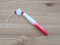 Підвіска, прикраса Біло-червона китиця з з білим лотосом, довжина 17 см, 1шт