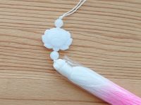 Підвіска, прикраса Біло-Рожева китиця з з білим лотосом, довжина 17 см, 1шт