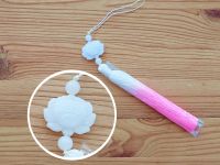 Підвіска, прикраса Біло-Рожева китиця з з білим лотосом, довжина 17 см, 1шт