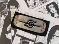 Протектор пов'язка на голову Наруто чорна з металевою вставкою , перекреслений Коноха (Ітачі Учіха)