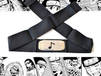 Протектор пов'язка на голову Наруто чорна з металевою вставкою зі знаком Прихованого Звуку