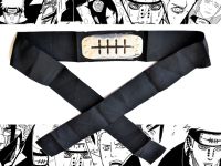 Протектор пов'язка на голову Наруто чорна з металевою вставкою з перекресленим знаком Прихованого Дощу