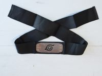 Протектор пов'язка на голову Наруто чорна з металевою вставкою Коноха