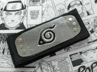 Протектор пов'язка на голову Наруто чорна з металевою вставкою Коноха