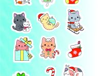 Наліпки Котики новорічні 005