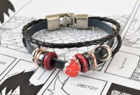 Браслет тройной №001 Акацуки аниме Naruto длина 19см