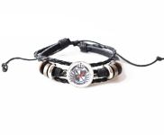 Браслет потрійний №004-0002 Danganronpa , чорний з кабошоном 20 мм