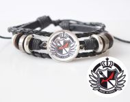 Браслет потрійний №004-0002 Danganronpa , чорний з кабошоном 20 мм