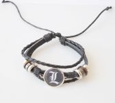 Браслет потрійний №004-0025 Death Note чорний з кабошоном 20 мм