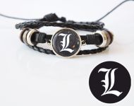 Браслет потрійний №004-0025 Death Note чорний з кабошоном 20 мм