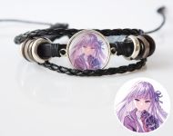 Браслет потрійний №004-0017 Danganronpa , чорний з кабошоном 20 мм