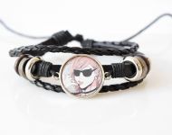 Браслет тройной №004-0023 Yarichin Club чёрный с кабошоном 20 мм