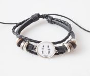 Браслет тройной №004-0024 Studio Ghibli Spirited Away , Каонаси чёрный с кабошоном 20 мм