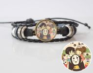 Браслет тройной №004-0026 Studio Ghibli Spirited Away чёрный с кабошоном 20 мм