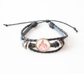 Браслет потрійний Genshin Impact Піро (на білому) чорний з кабошоном 20 мм №004-0035-1