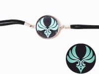 Браслет Genshin Impact Анемо  (на черном), №006-0030-2 черный замшевый с кабошоном 25 мм