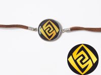 Браслет Genshin Impact ГЕО (на черном), №006-0034-2 коричневый замшевый с кабошоном 25 мм