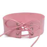 Чокер широкий №0002 на шруровці, ширина 4 см колір РОЖЕВИЙ