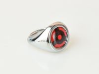 Кільце перстень Naruto Izuna, колір платина з червоним кабошоном №001-03