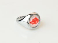 Кольцо перстень Naruto №001-04, цвет платина с красным кабошоном