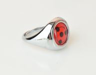 Кільце перстень Naruto Sharingan, колір платина з червоним кабошоном №001-07