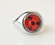 Кільце перстень Naruto Sharingan, колір платина з червоним кабошоном №001-07