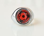 Кільце перстень Naruto Sharingan, Madara, колір платина з червоним кабошоном №001-09