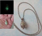 Кулон ажурний Крапля, що світиться в темряві №0008, з ланцюжком