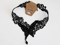 №0009 Чокер на шею черный кружевной Бабочка